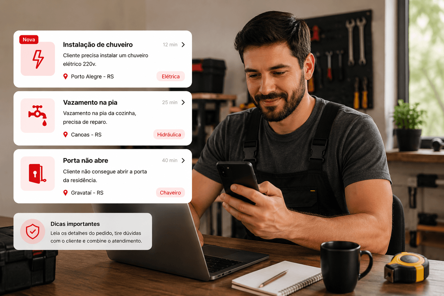 Profissional em atendimento representando a experiência de quem presta serviços pelo LarService